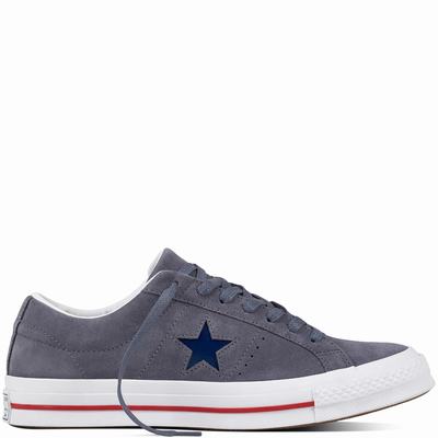 Converse One Star Military Suede Low Tops Womens - Dark Grey/Red/White Shoes (821JASWN)